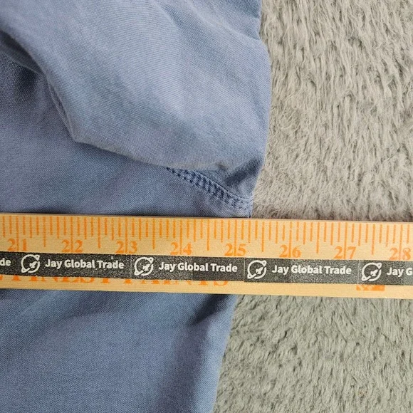 Margaritaville Mens Button Down Shirt Large Blue Roll Tab Long Sleeve Cotton L - Picture 9 of 11